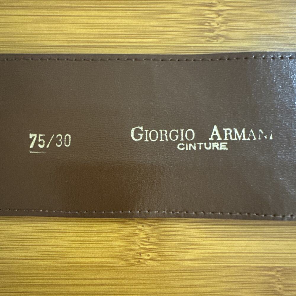 Vintage Giorgio Armani Wide Brown Leather Belt Made in Italy - Picture 4 of 4